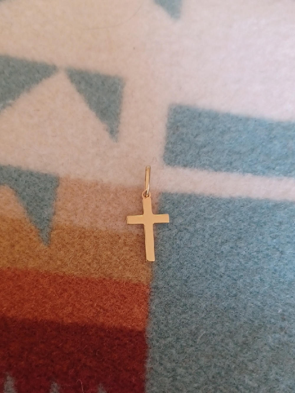 14k Solid Gold Cross Pendant, Made In Italy